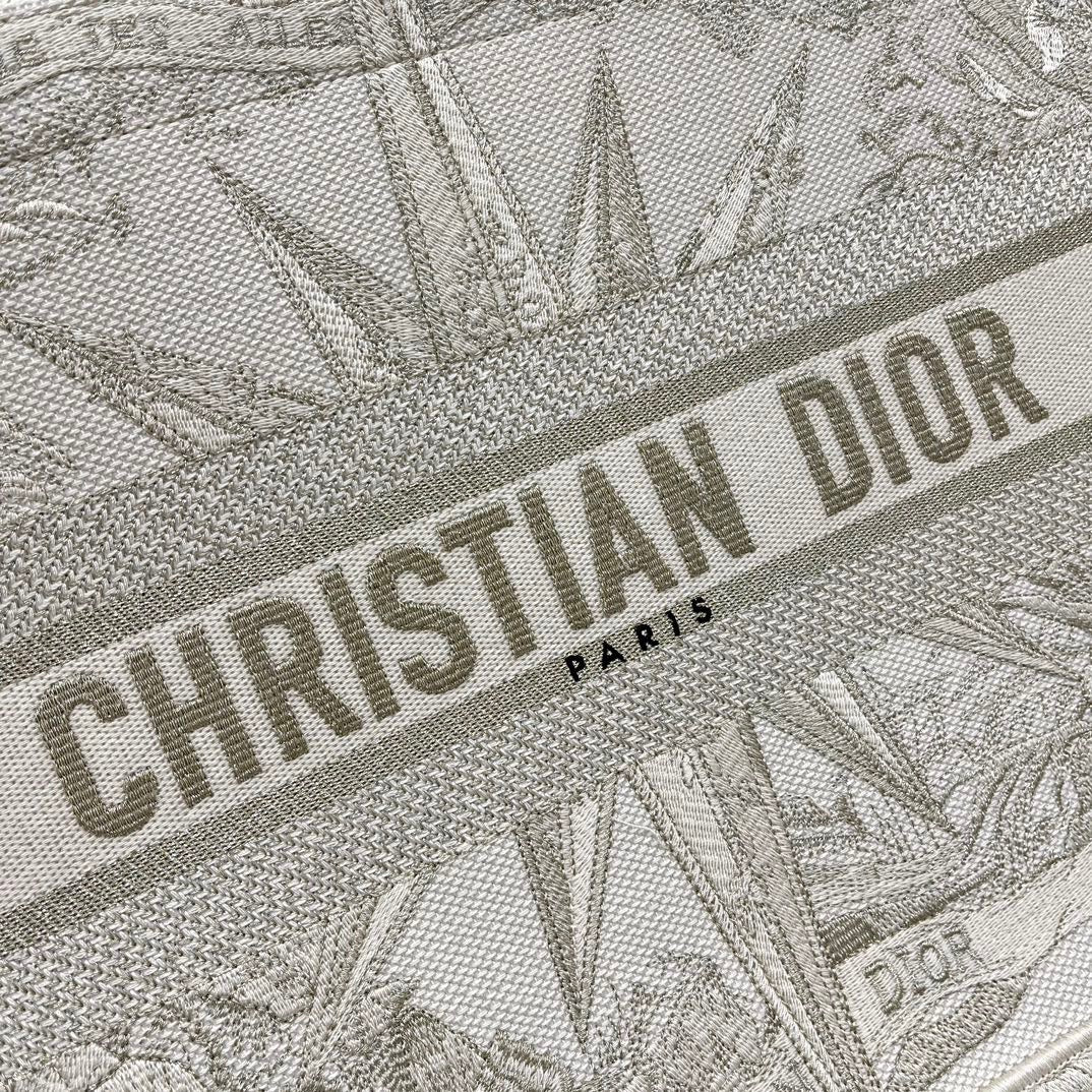 Dior Gray Infinite Dreams Embroidery Series Medium Tote Bag