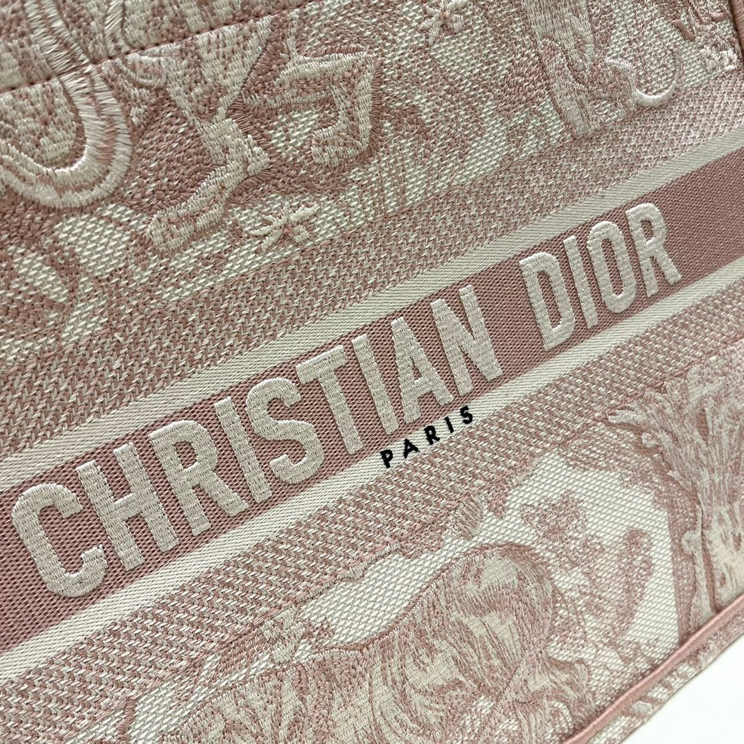 Dior Pink Zoo Embroidery Series Medium Tote Bag