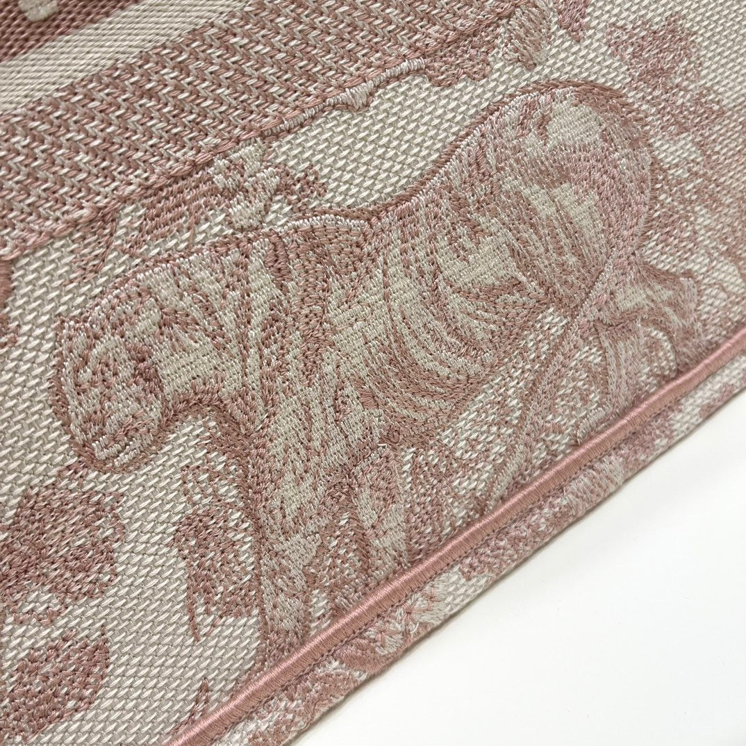 Dior Pink Zoo Embroidery Series Medium Tote Bag