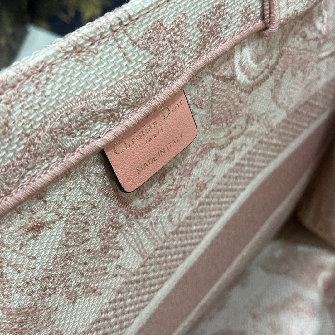 Dior Pink Zoo Embroidery Series Medium Tote Bag