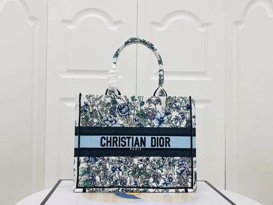 Dior  Floral  Embroidery Series Medium Tote Bag