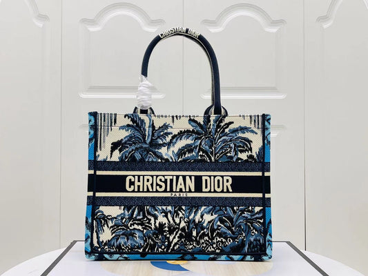 Dior Early Spring Palm Beach Style Embroidery Series Medium Tote Bag