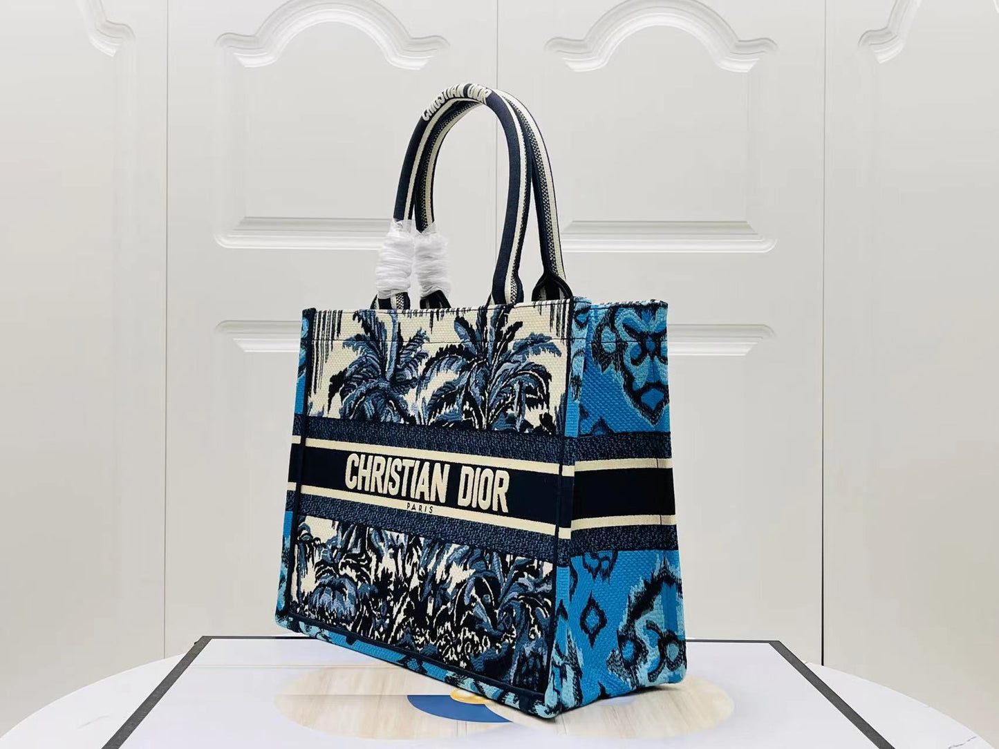 Dior Early Spring Palm Beach Style Embroidery Series Medium Tote Bag