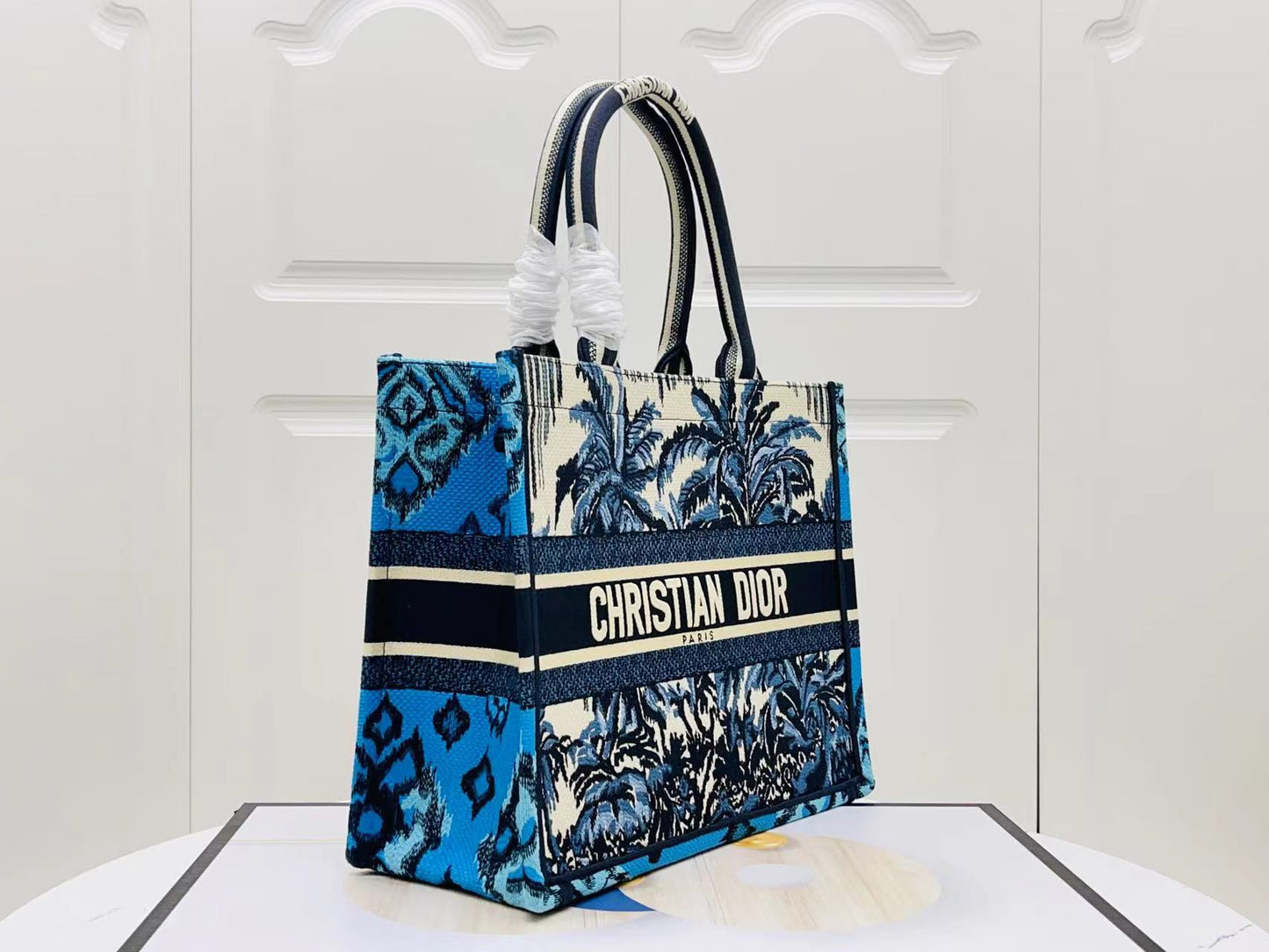 Dior Early Spring Palm Beach Style Embroidery Series Medium Tote Bag