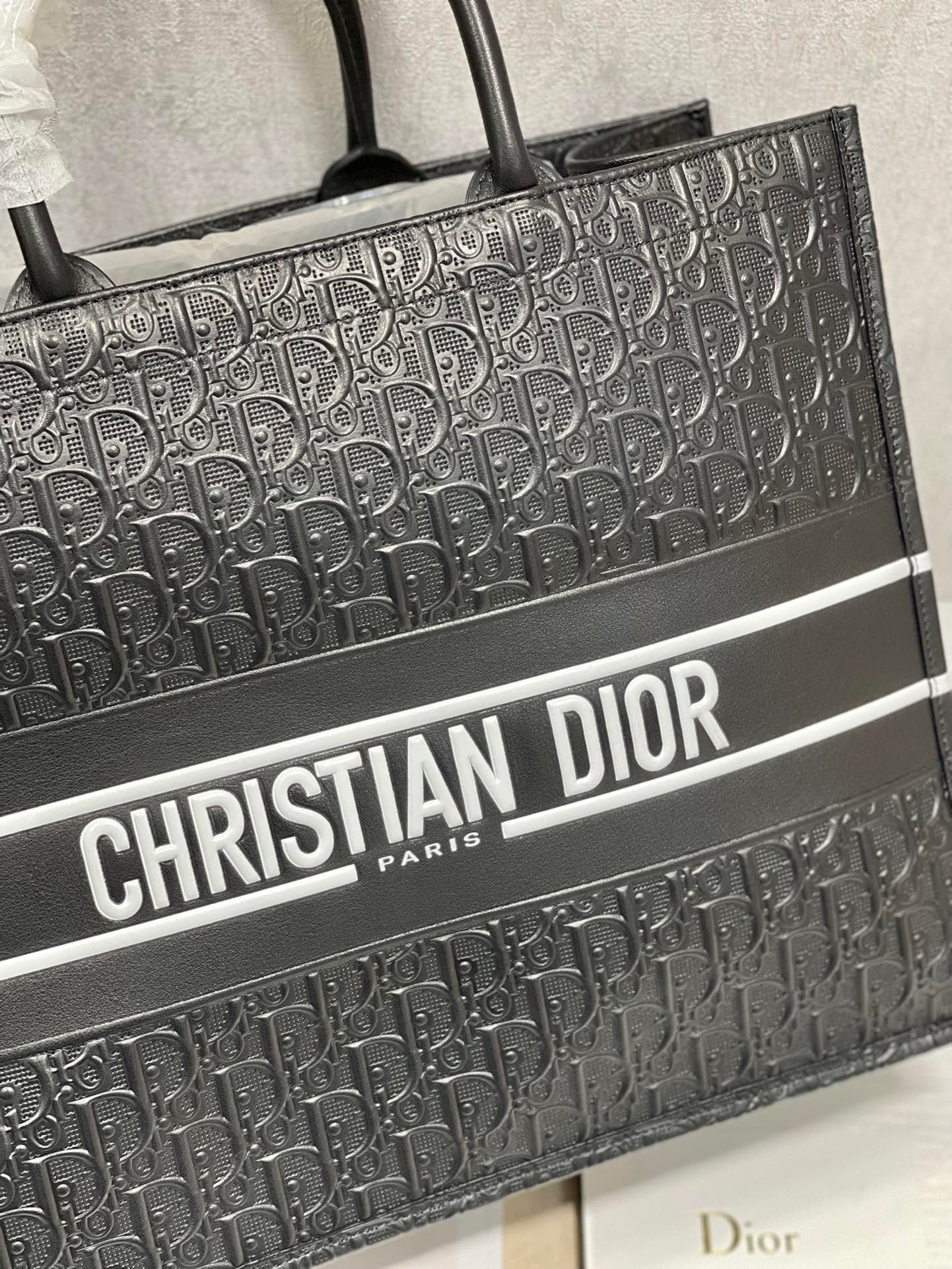 Dior Large Book Tote Bag In Black Canvas