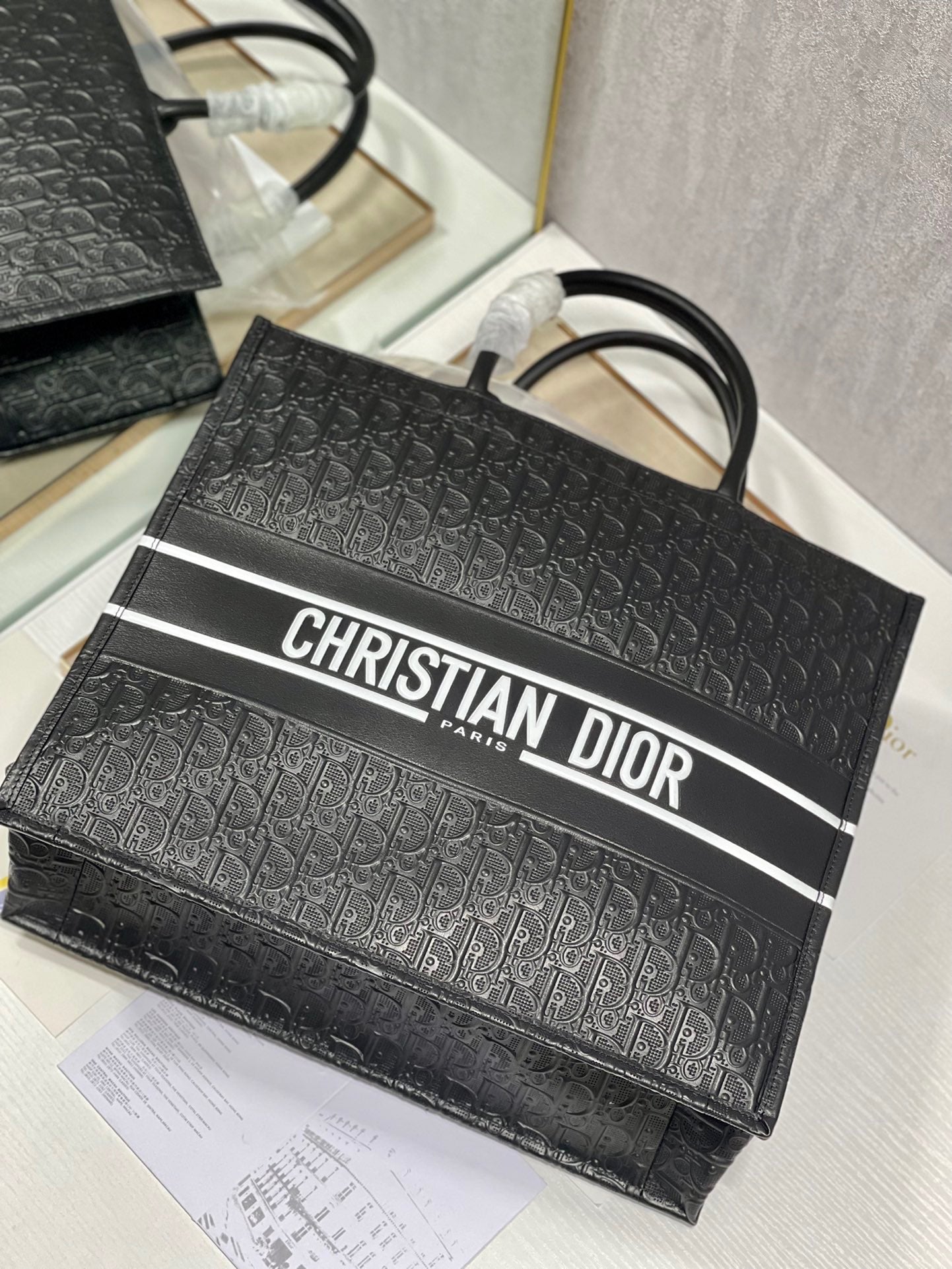 Dior Large Book Tote Bag In Black Canvas