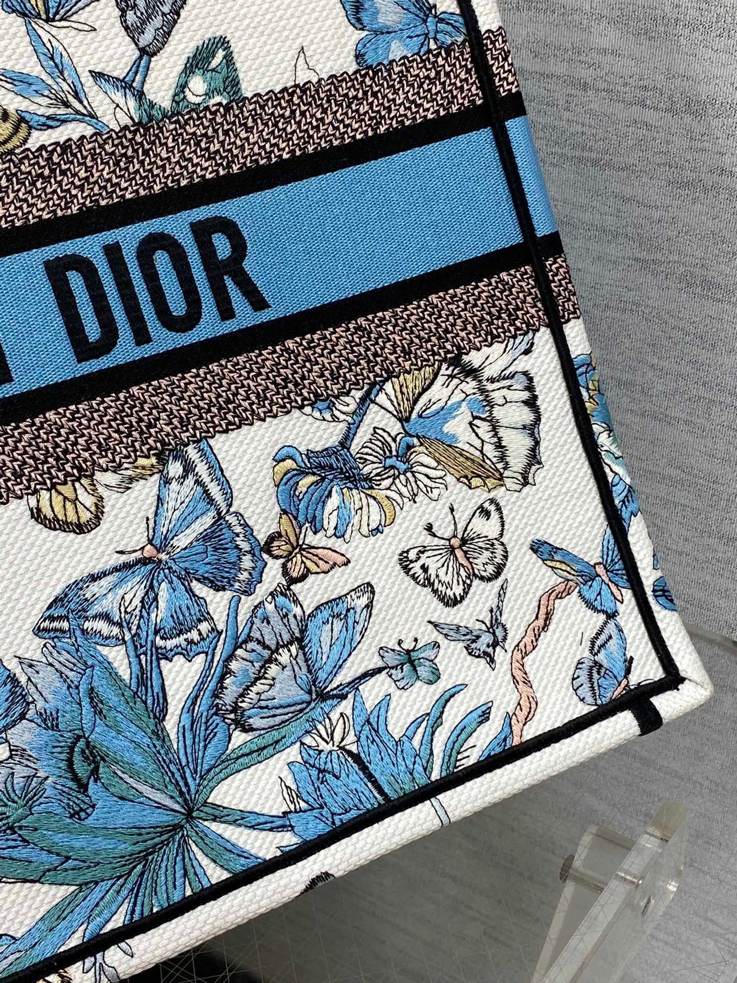 Dior Large Book Tote Bag In Blue Toile de Jouy Reverse Embroidery