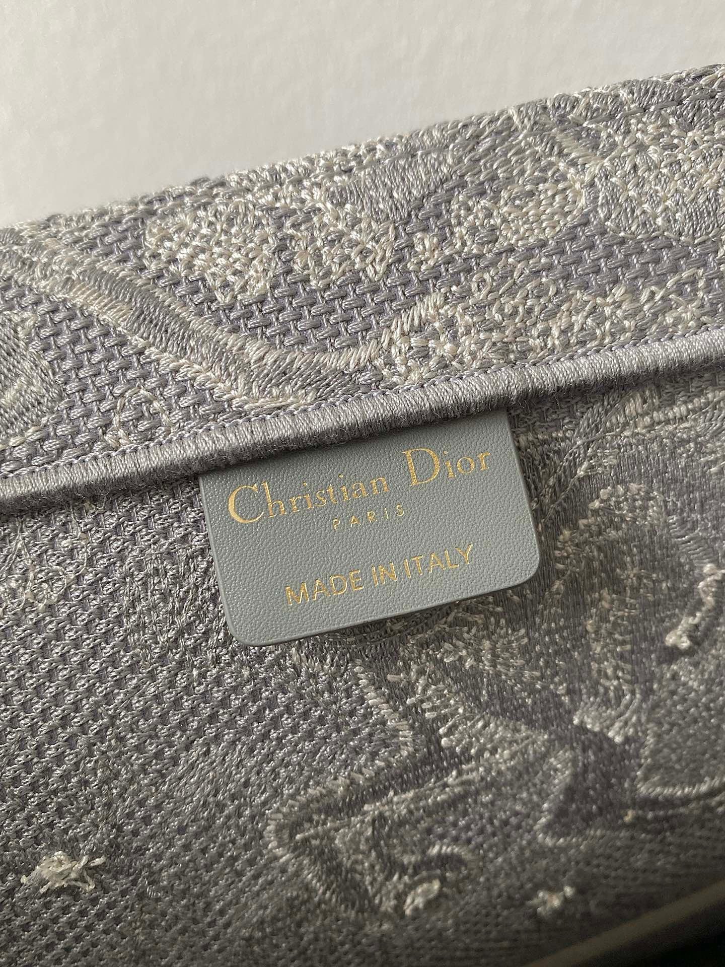 Dior Large Book Tote Bag In Gray Toile de Jouy Reverse Embroidery