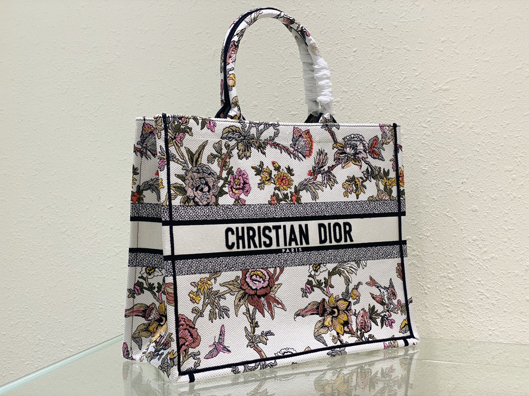 Dior Large Jardin Botanique  Book Tote Bag  With Toile de Jouy Reverse Embroidery