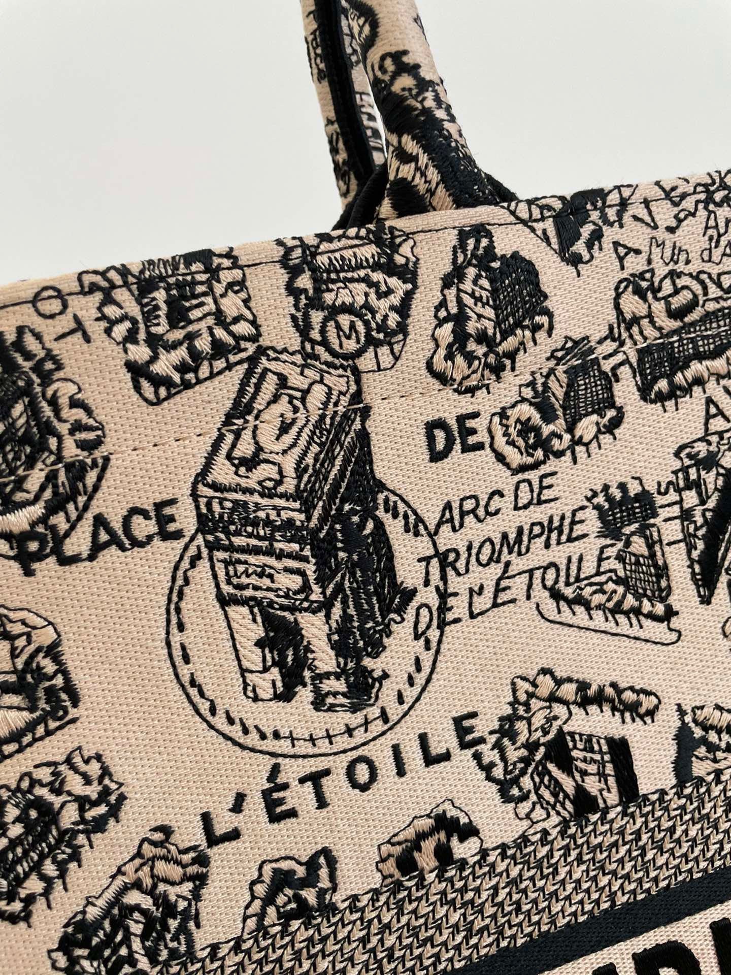 Dior Large Paris map pattern tote bag In Beige