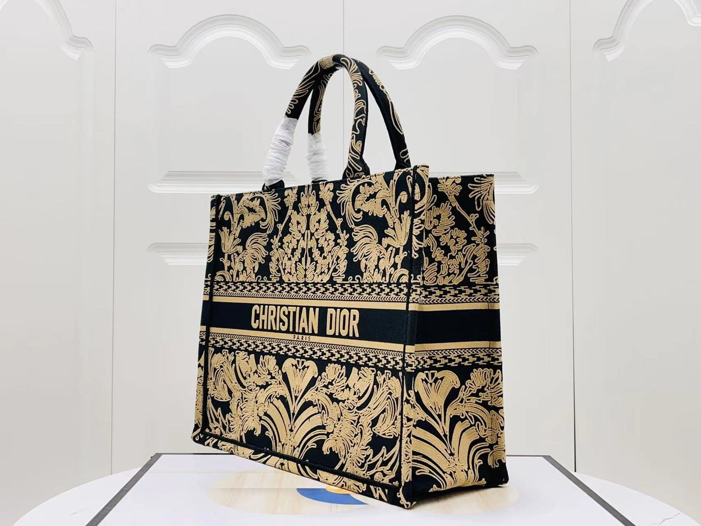 Dior Large Neo-Baroque Pattern Book Tote Bag In Brown