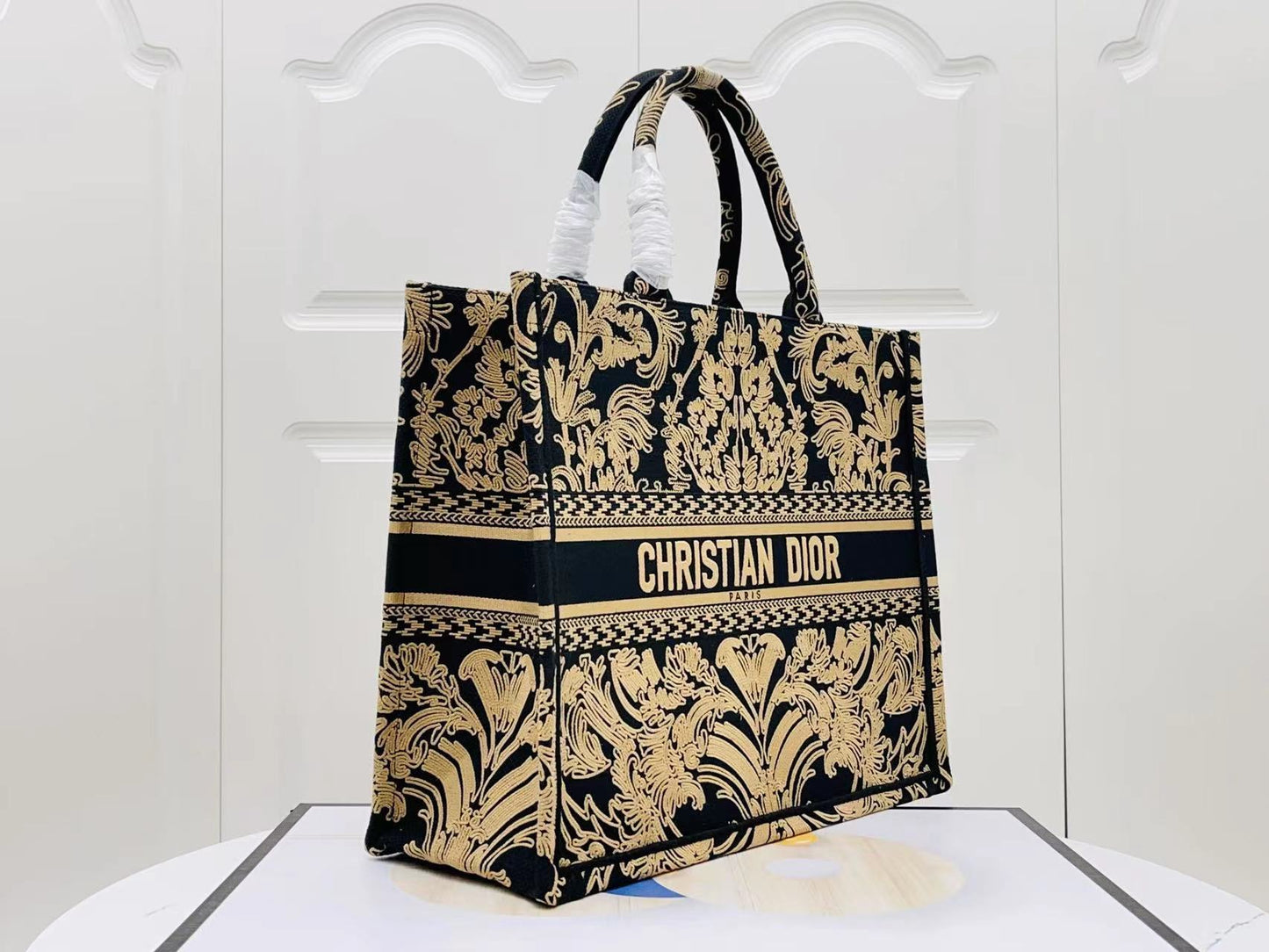 Dior Large Neo-Baroque Pattern Book Tote Bag In Brown