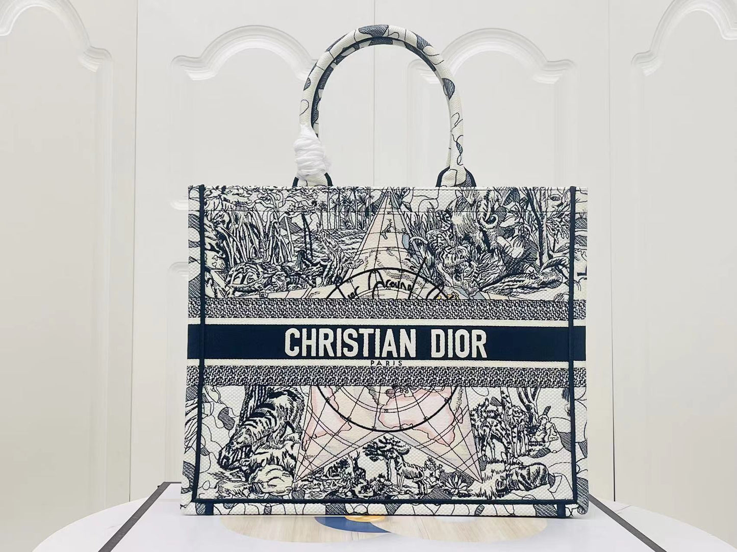 Dior Large Five-Star Embroidery Model Book Tote Bag In Blue