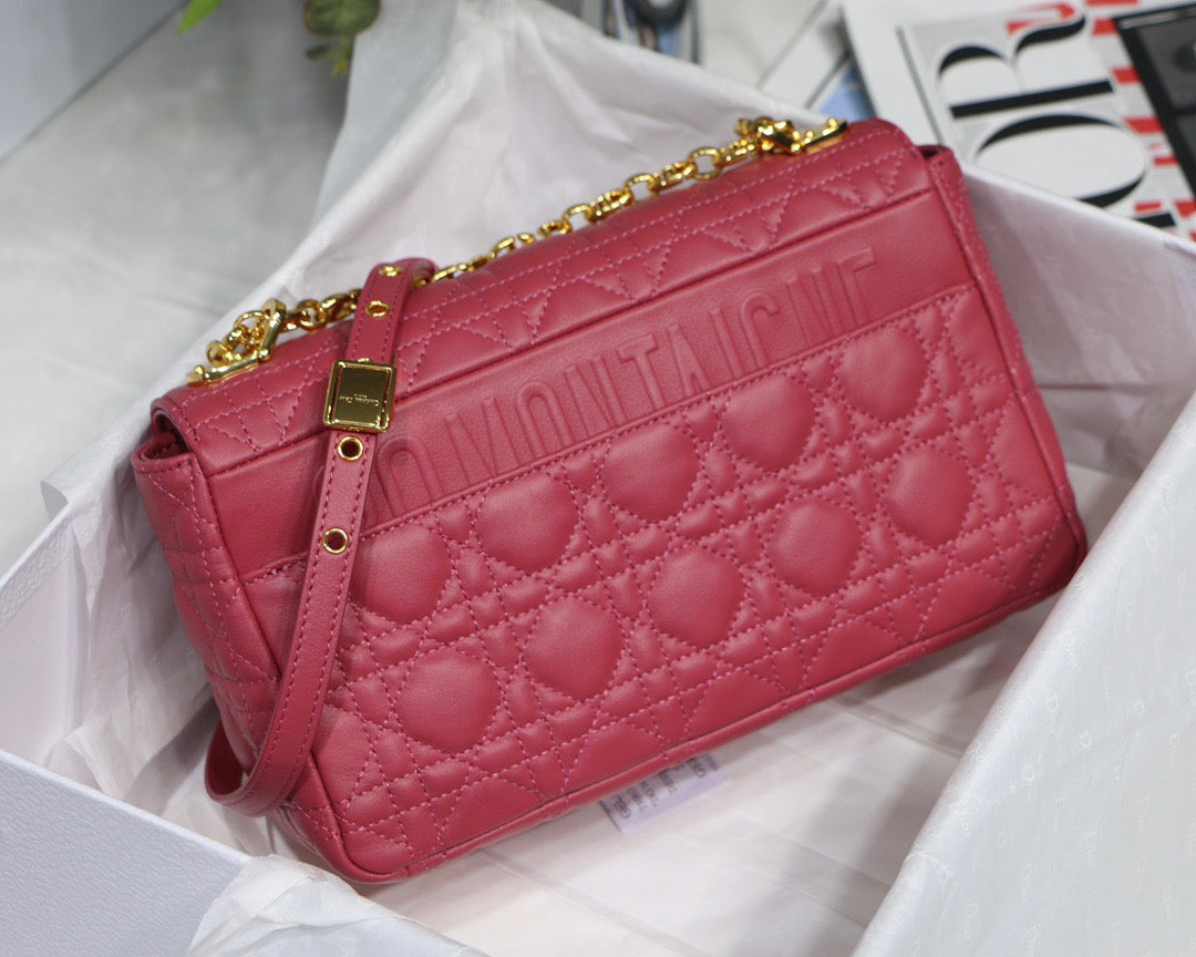 Dior Caro Medium Bag In Pink Cannage Calfskin