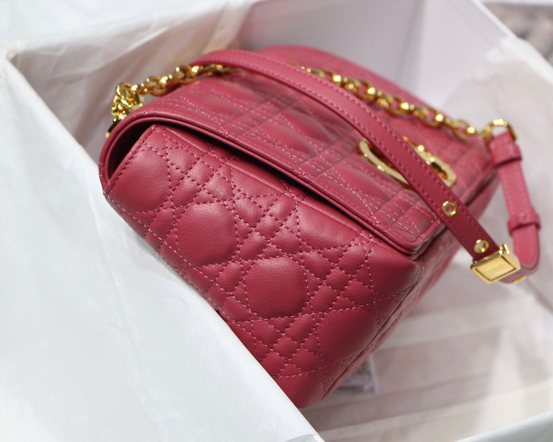 Dior Caro Medium Bag In Pink Cannage Calfskin