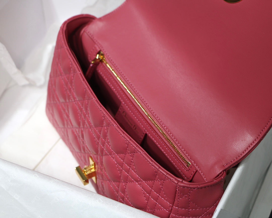 Dior Caro Medium Bag In Pink Cannage Calfskin