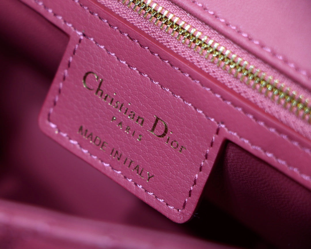 Dior Caro Medium Bag In Pink Cannage Calfskin