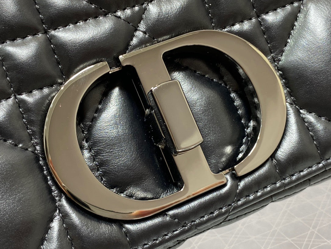 Dior Caro Small Bag In Black Cannage Calfskin