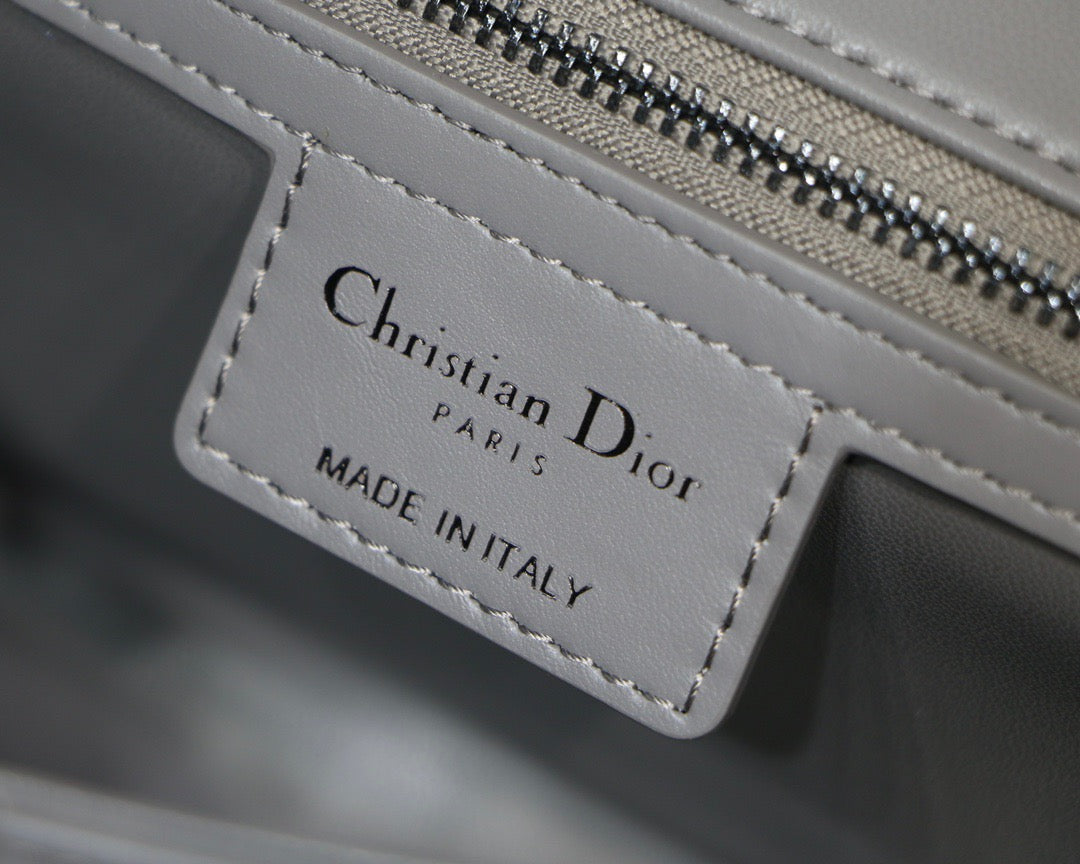 Dior Caro Small Bag In Gray Cannage Calfskin