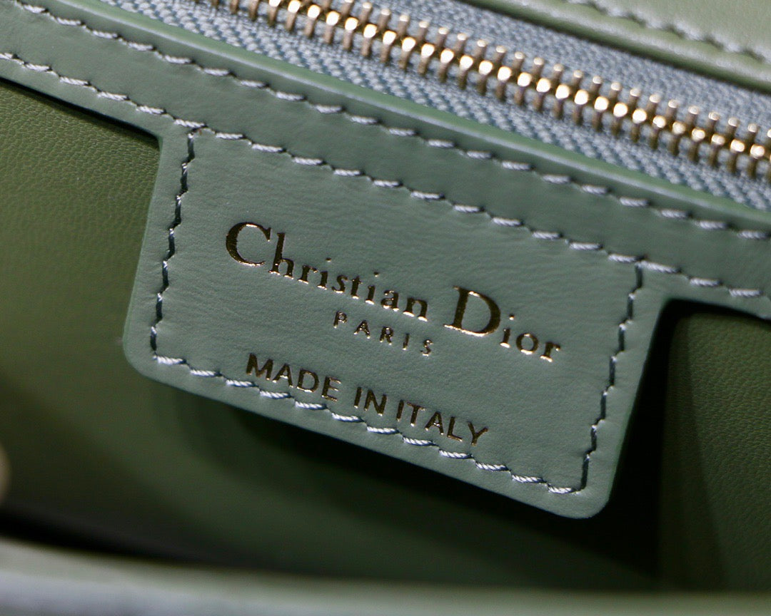 Dior Caro Small Bag In Green Cannage Calfskin