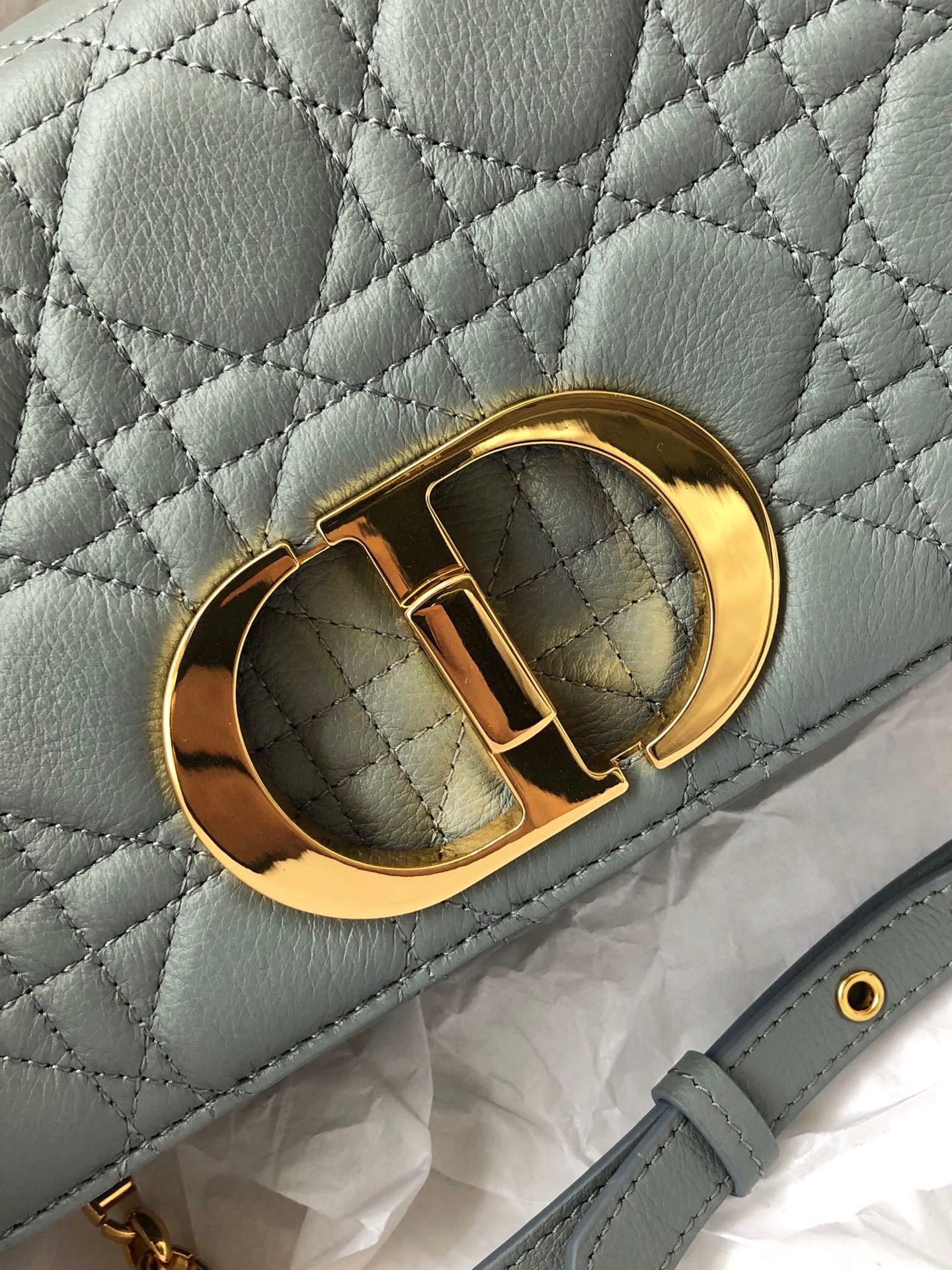 Dior Caro Small Bag In Light Green Cannage Calfskin