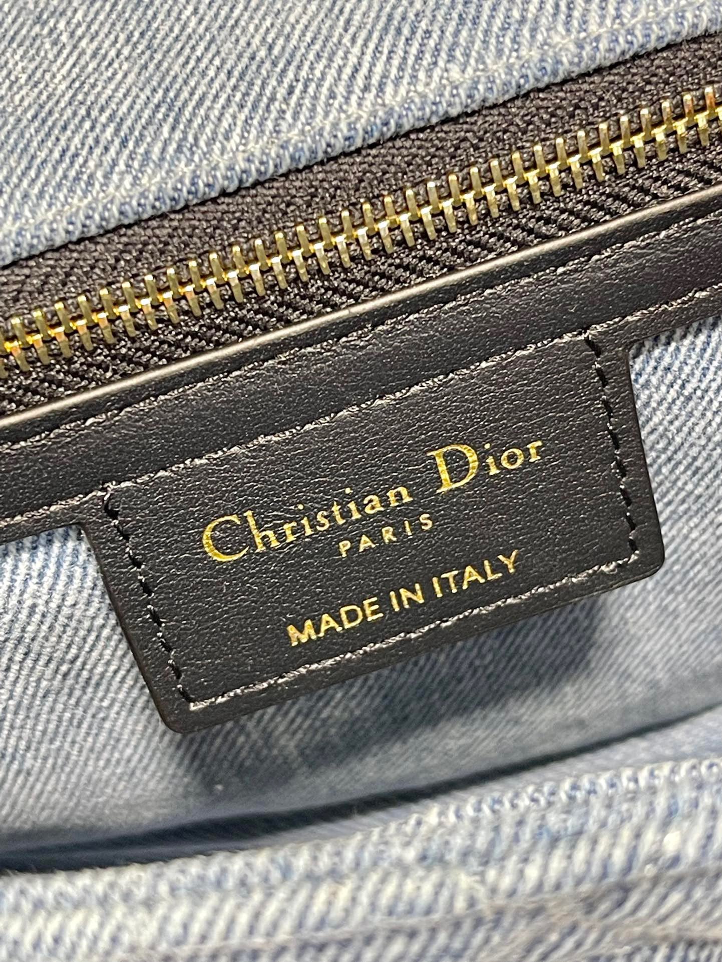 Dior Caro Medium Bag In Blue Jean Cannage Calfskin