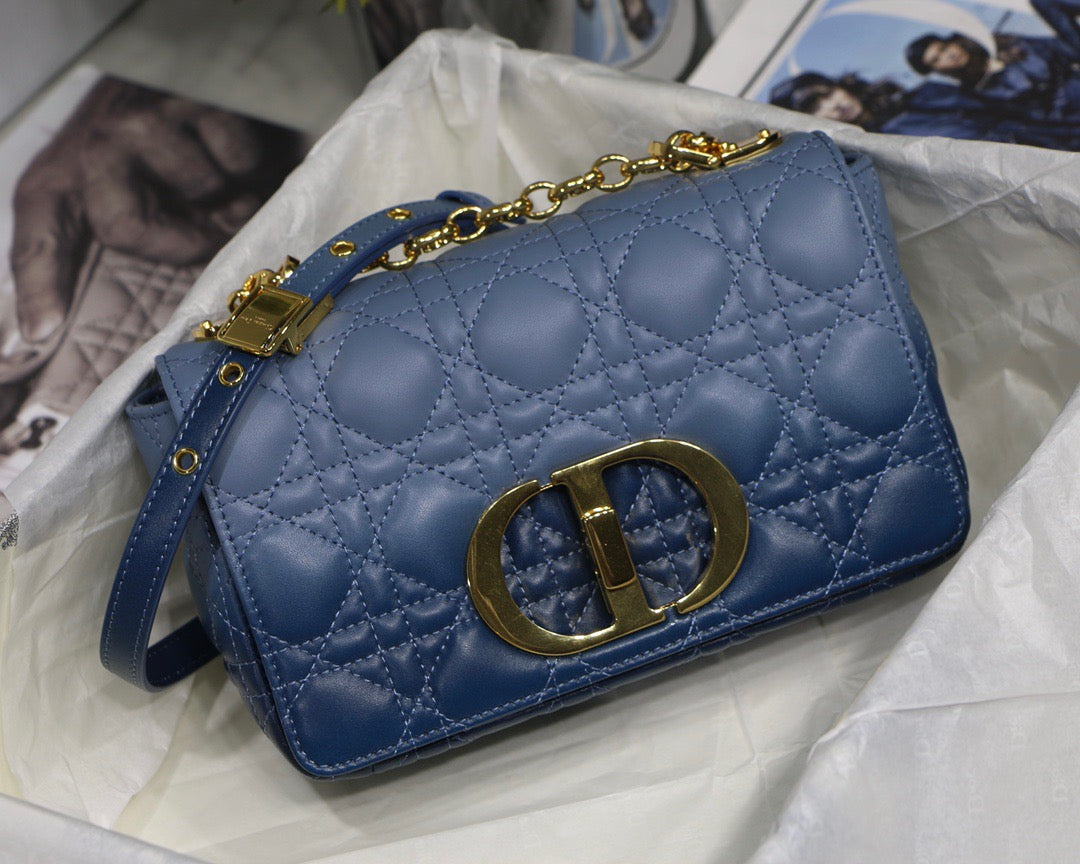 Dior Caro Small Bag In Blue Gradient Cannage Calfskin