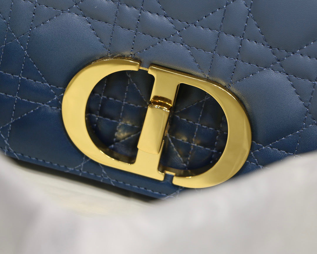 Dior Caro Small Bag In Blue Gradient Cannage Calfskin