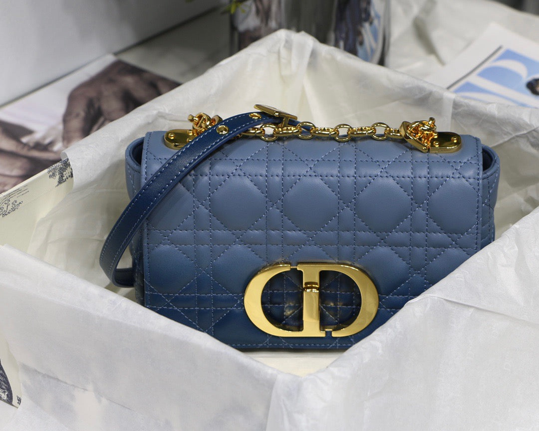 Dior Caro Small Bag In Blue Gradient Cannage Calfskin