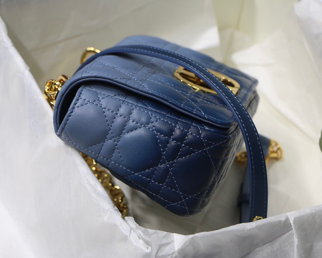 Dior Caro Small Bag In Blue Gradient Cannage Calfskin