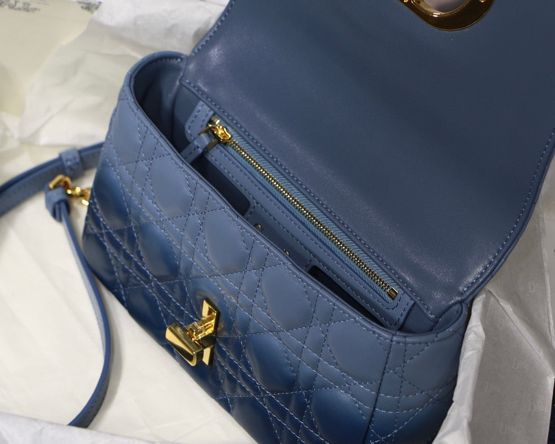 Dior Caro Small Bag In Blue Gradient Cannage Calfskin