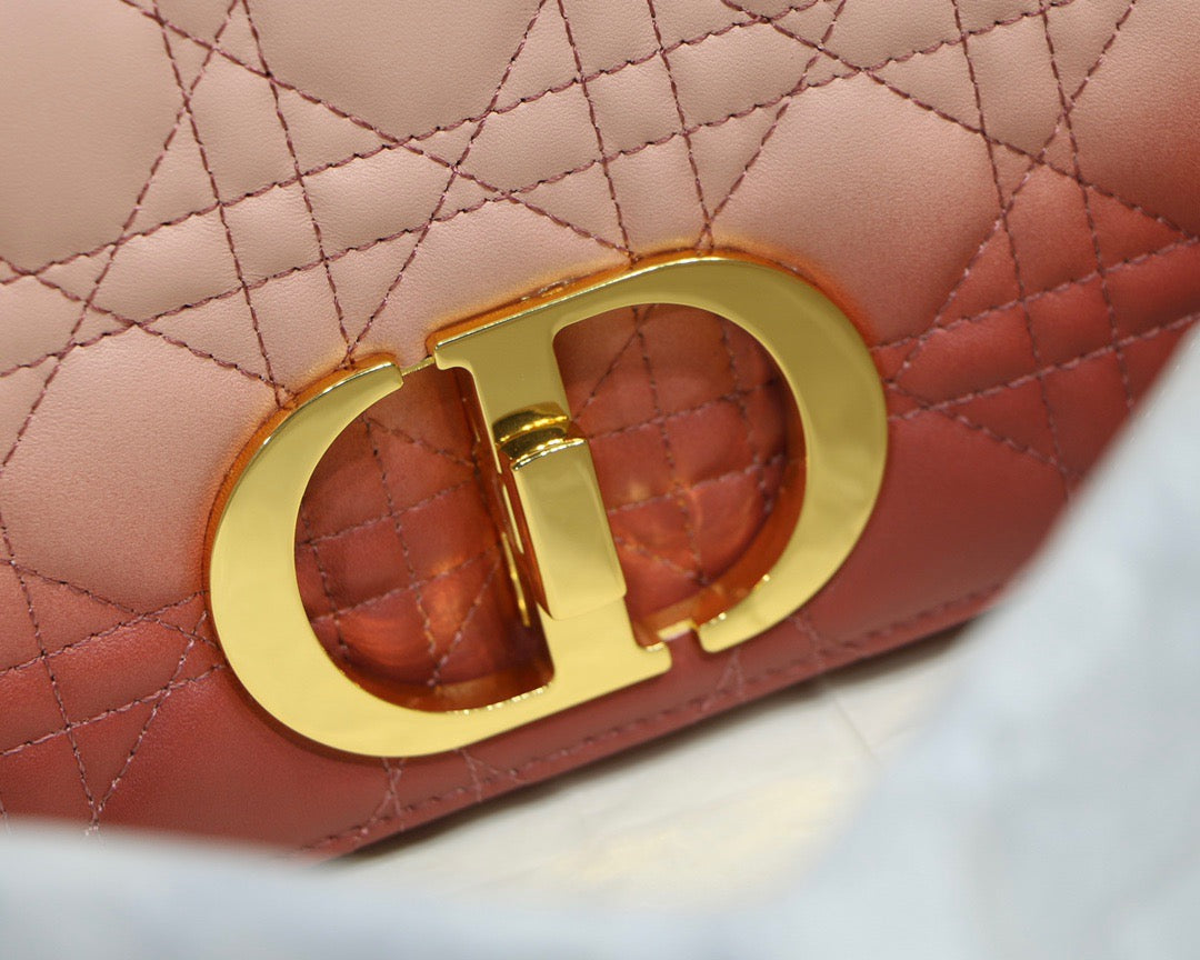 Dior Caro Small Bag In Pink Gradient Cannage Calfskin