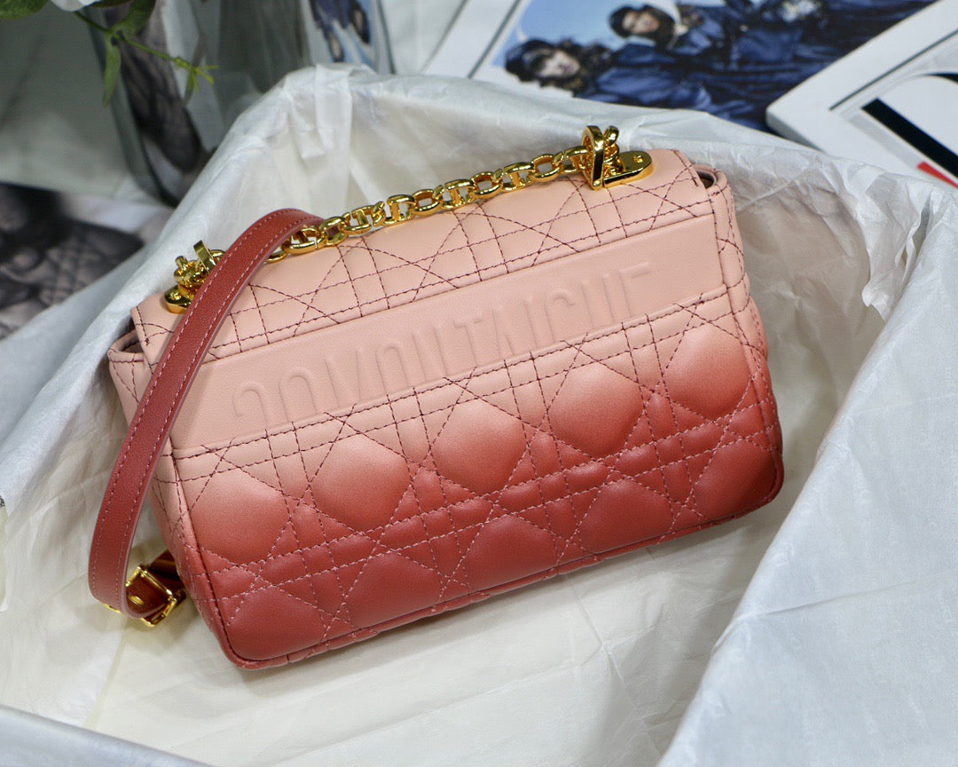 Dior Caro Small Bag In Pink Gradient Cannage Calfskin