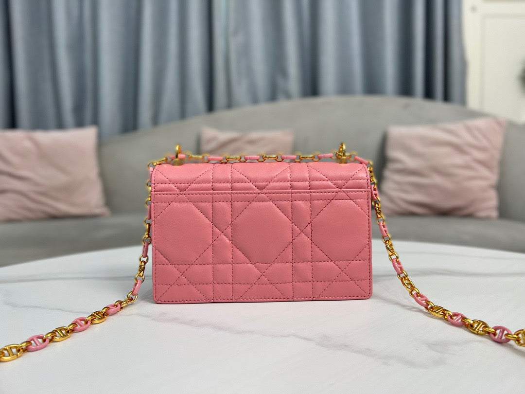 Dior Caro Mini Bag In Pink Cannage Calfskin