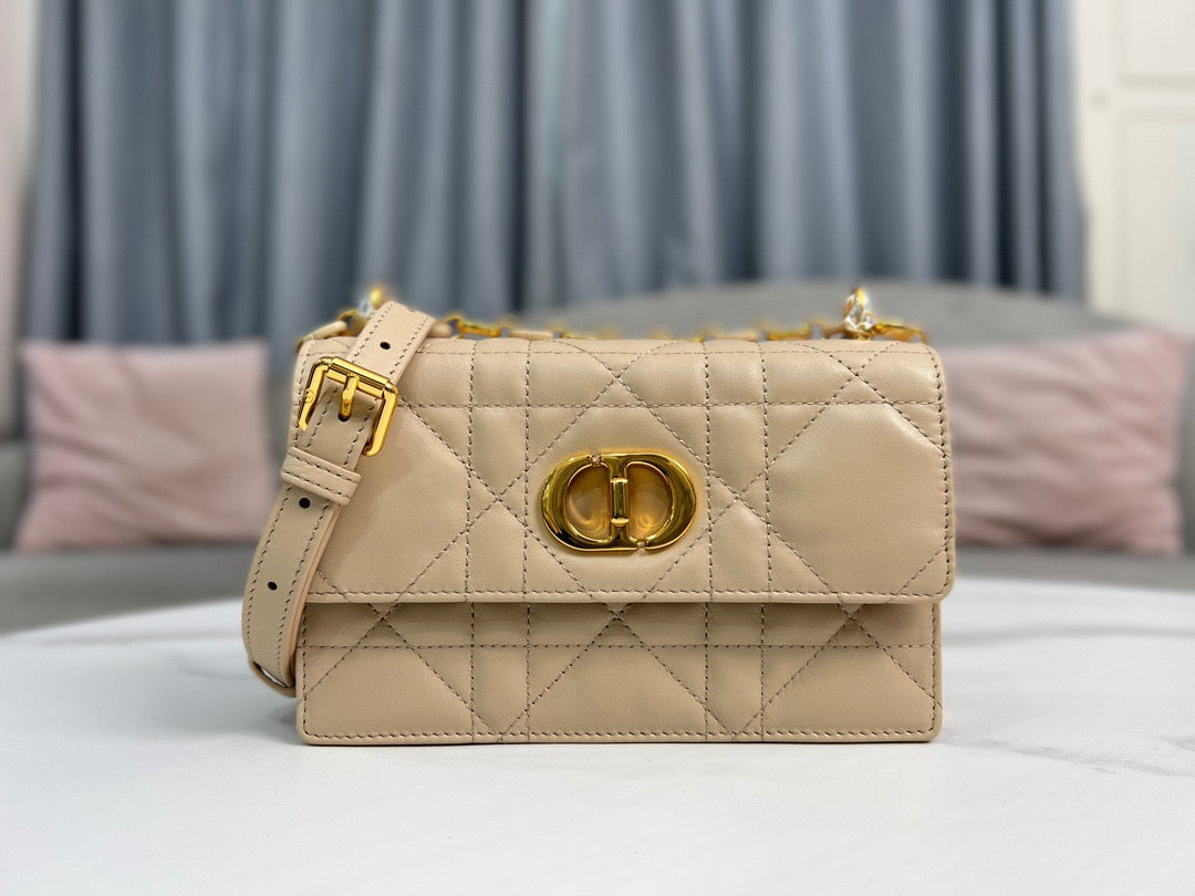 Dior Caro Mini Bag In Apricot Cannage Calfskin