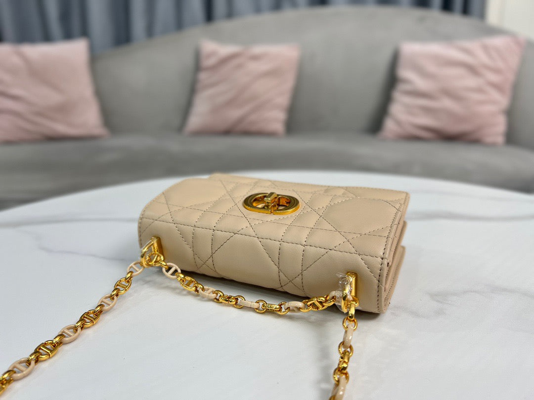 Dior Caro Mini Bag In Apricot Cannage Calfskin