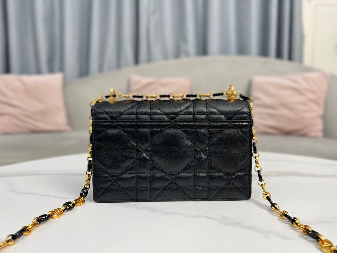 Dior Caro Mini Bag In Black Cannage Calfskin