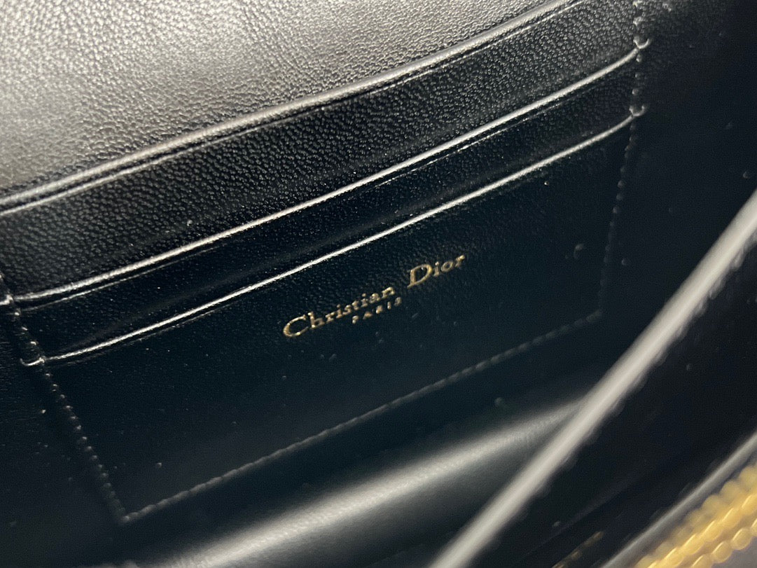 Dior Caro Mini Bag In Black Cannage Calfskin