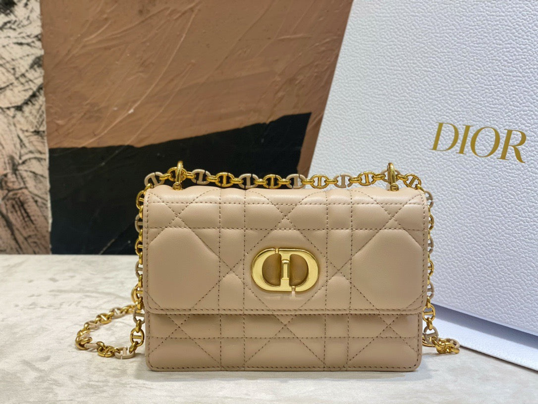 Dior Caro Mini Bag In Beige Cannage Calfskin