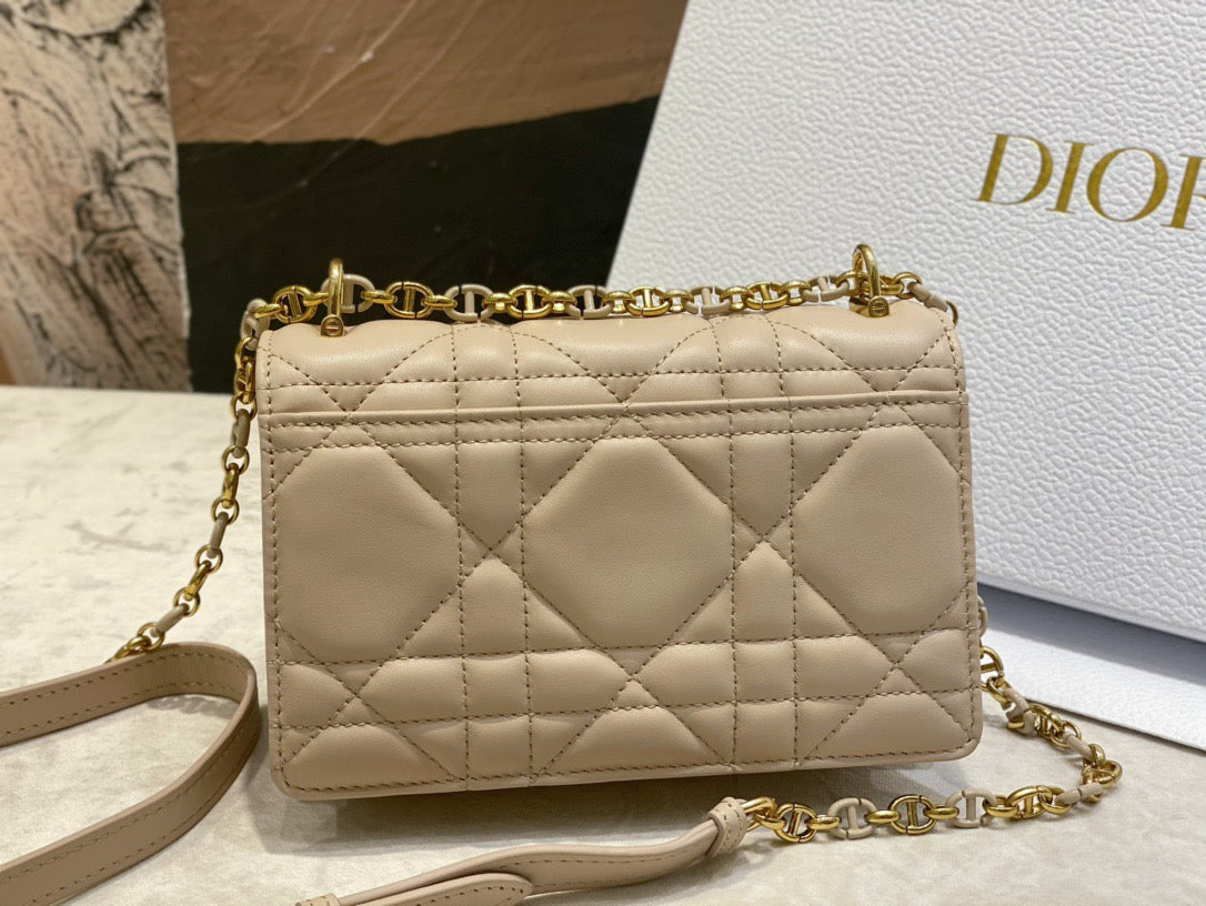 Dior Caro Mini Bag In Beige Cannage Calfskin