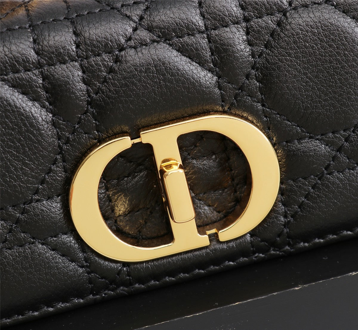 Dior Caro Micro Bag In Black Cannage Calfskin