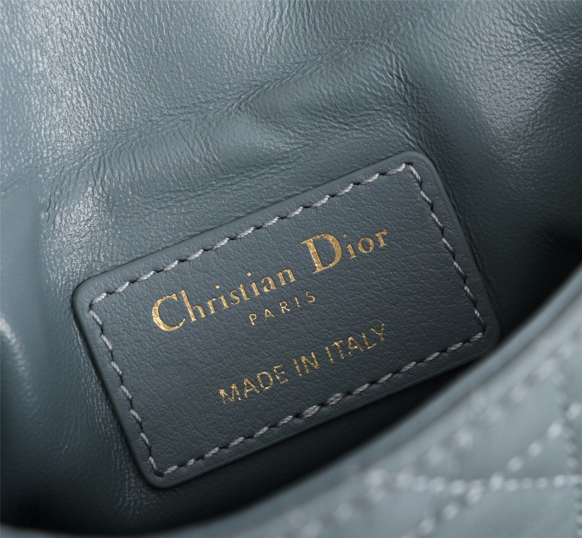 Dior Caro Super Mini Bag In Haze Blue Cannage Calfskin