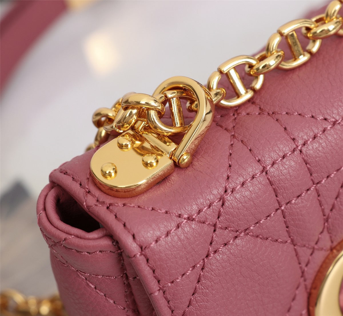 Dior Caro Super Mini Bag In Pink Cannage Calfskin