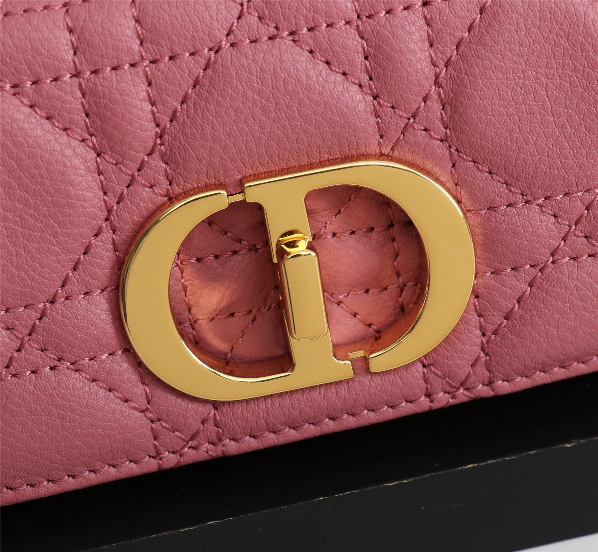 Dior Caro Super Mini Bag In Pink Cannage Calfskin