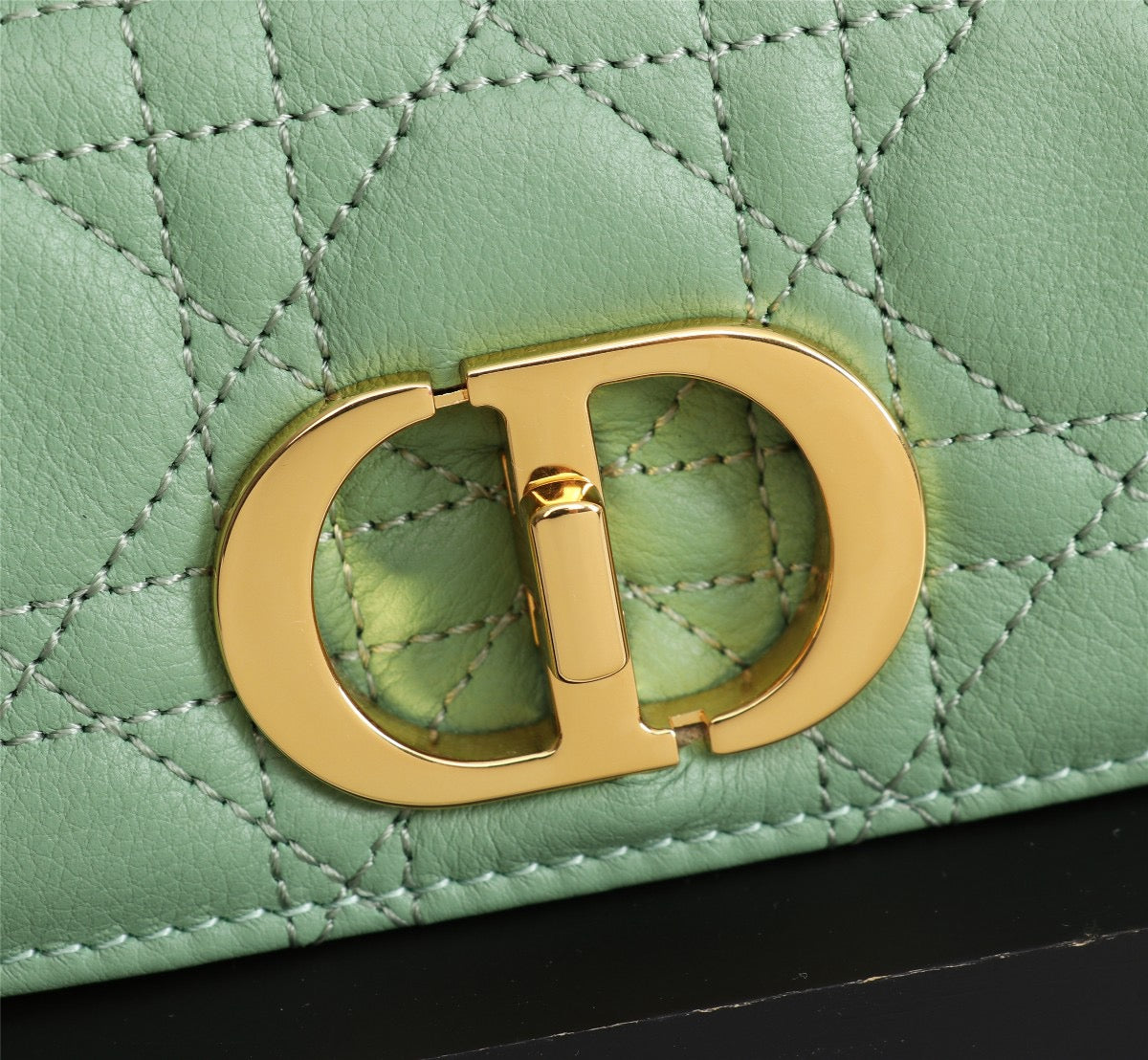 Dior Caro Super Mini Bag In Green Cannage Calfskin