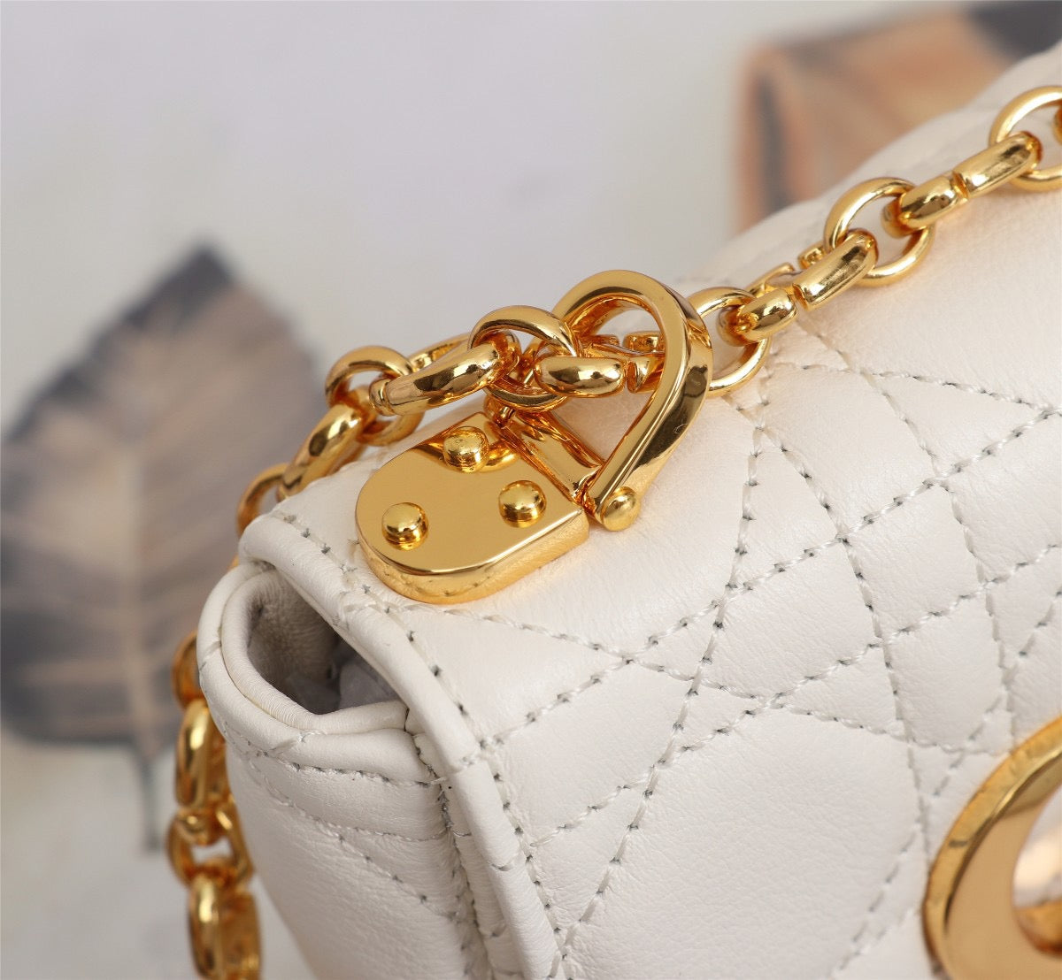 Dior Caro Micro Bag In White Cannage Calfskin