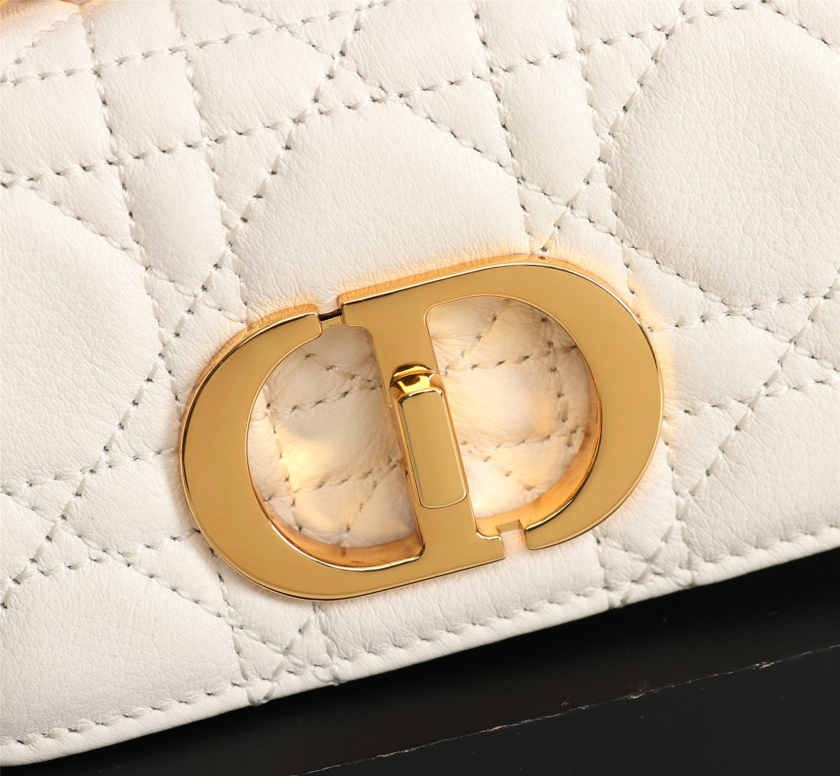Dior Caro Micro Bag In White Cannage Calfskin