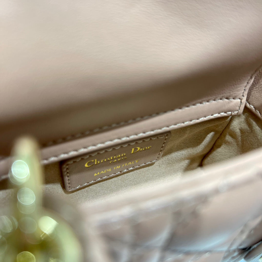 Dior Lady Dior Micro Bag In Nude Cannage Calfskin