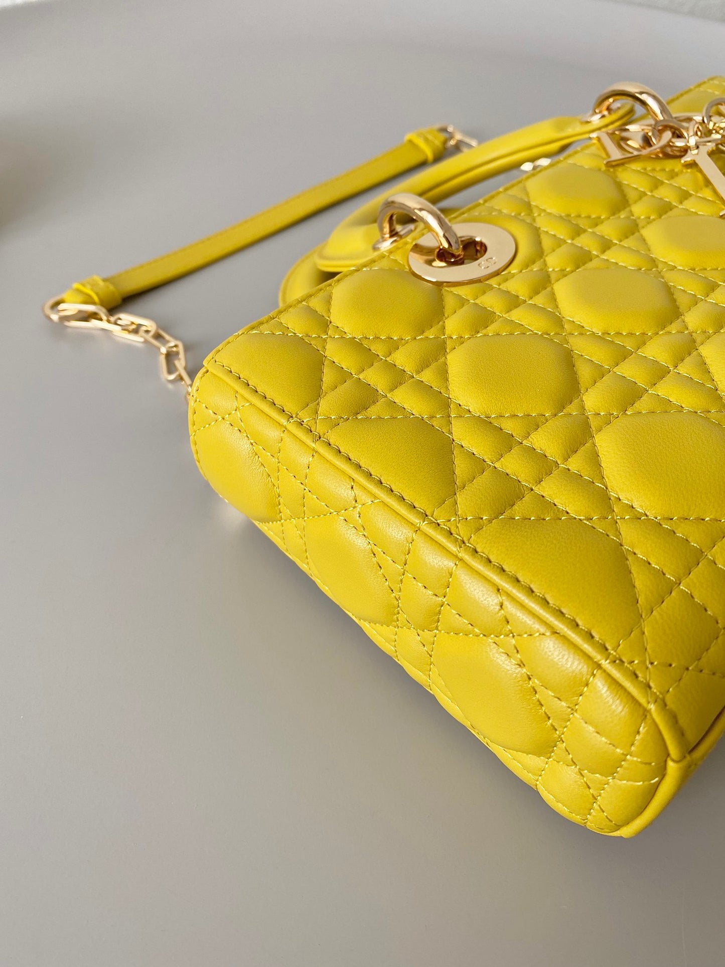 Dior Lady D-Joy Bag In Yellow Cannage Lambskin