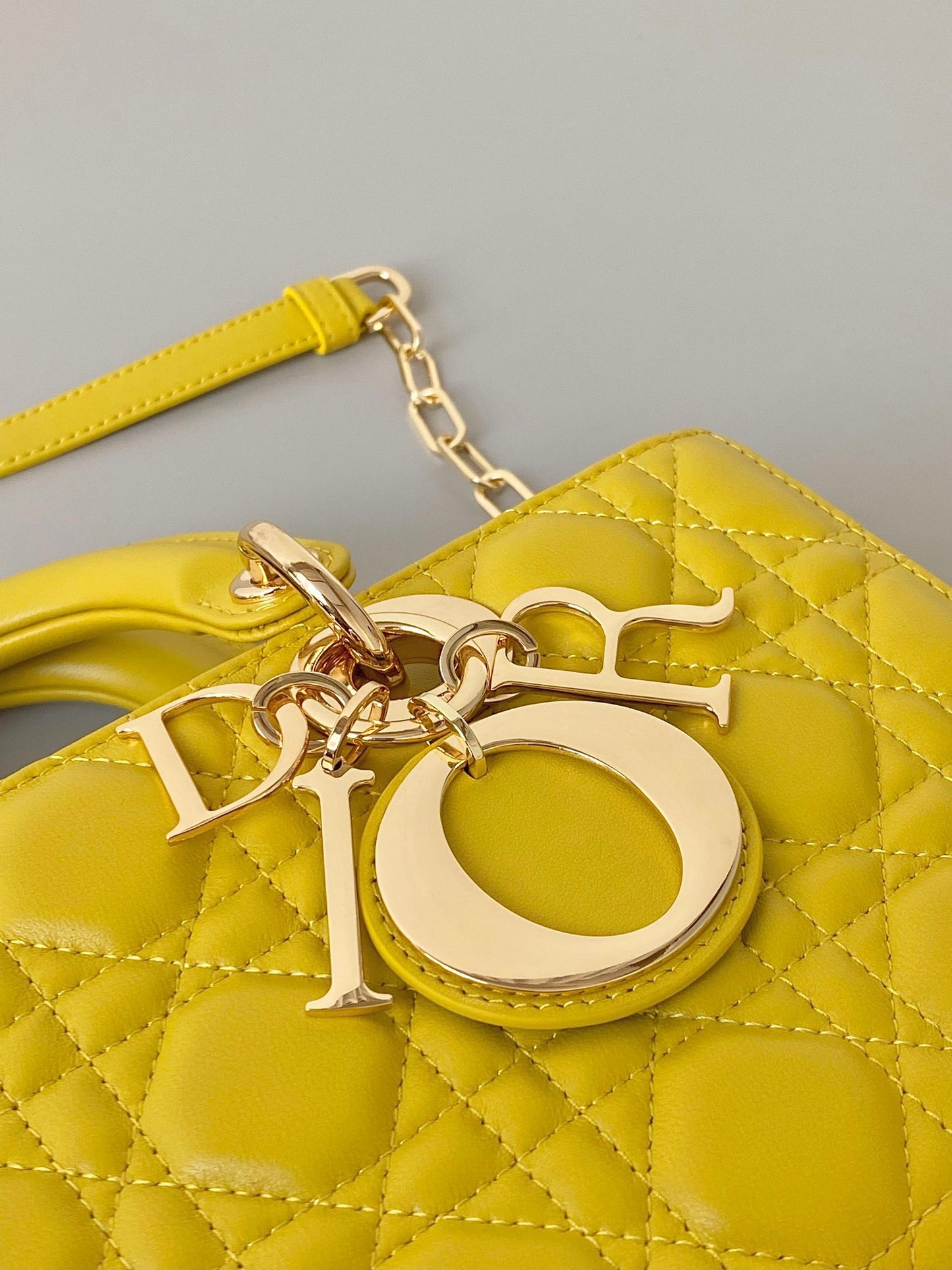 Dior Lady D-Joy Bag In Yellow Cannage Lambskin